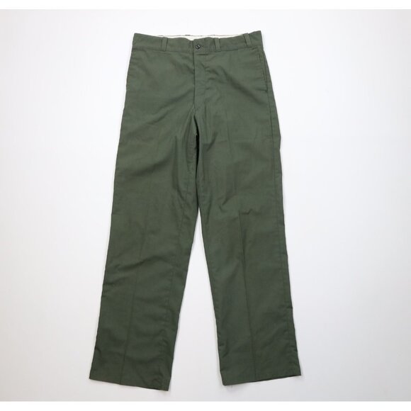 Vtg 60s Streetwear Mens 34x31 Lightweight Flared Wide Leg Chino Pants Green USA - Picture 1 of 16